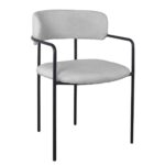 GILLAN Πολυθρόνα Μέταλλο Βαφή Μαύρο, Ύφασμα Teddy, Απόχρωση Γκρι 54x54x81cm - Image 5