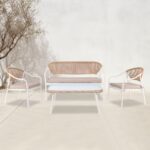 PALERMO Set Καθιστικό Κήπου Μεταλλικό Άσπρο,Wicker Φυσικό: Τραπέζι+2 Θέσιος+2 Πολυθρόνες 88x48x40-124x63x78-60x63x78cm - Image 5