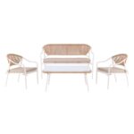 PALERMO Set Καθιστικό Κήπου Μεταλλικό Άσπρο,Wicker Φυσικό: Τραπέζι+2 Θέσιος+2 Πολυθρόνες 88x48x40-124x63x78-60x63x78cm - Image 6