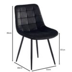 MYRIAM-R Καρέκλα Τραπεζαρίας, Μέταλλο Βαφή Μαύρο, Ύφασμα Velure Μαύρο ( Συσκ.4 ) 53x60x85cm - Image 3