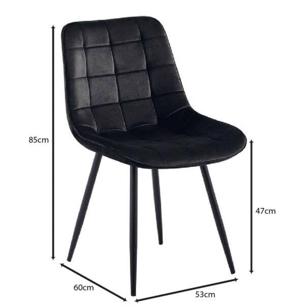 MYRIAM-R Καρέκλα Τραπεζαρίας, Μέταλλο Βαφή Μαύρο, Ύφασμα Velure Μαύρο ( Συσκ.4 ) 53x60x85cm - Image 3