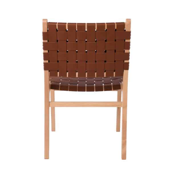 DUNE Καρέκλα Τραπεζαρίας, Ξύλο Απόχρωση Φυσικό, Κάθισμα-Πλάτη Ιμάντες Pu Καφέ 50x59x85cm - Image 12