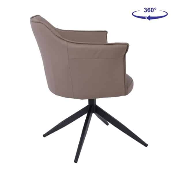EVELYN Πολυθρόνα Περιστρεφόμενη, Μέταλλο Βαφή Μαύρο, Pu Cappuccino 64x63x80cm - Image 9
