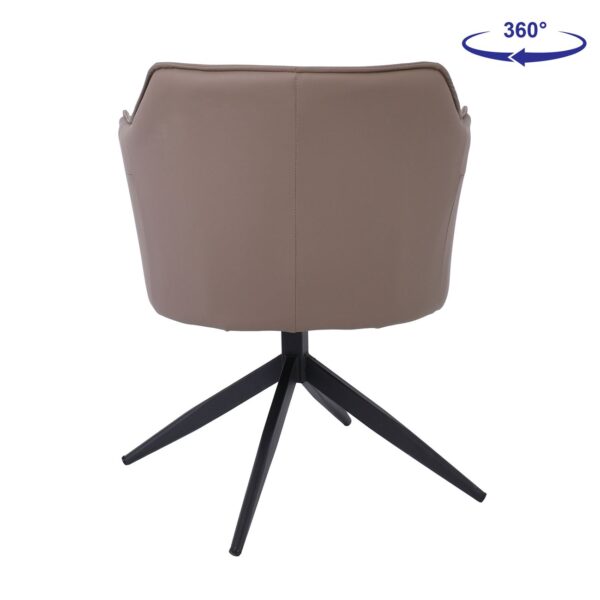 EVELYN Πολυθρόνα Περιστρεφόμενη, Μέταλλο Βαφή Μαύρο, Pu Cappuccino 64x63x80cm - Image 10
