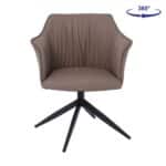 EVELYN Πολυθρόνα Περιστρεφόμενη, Μέταλλο Βαφή Μαύρο, Pu Cappuccino 64x63x80cm - Image 11