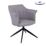 EVELYN Πολυθρόνα Περιστρεφόμενη, Μέταλλο Βαφή Μαύρο, Pu Γκρι 64x63x80cm - Image 8