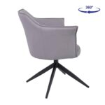 EVELYN Πολυθρόνα Περιστρεφόμενη, Μέταλλο Βαφή Μαύρο, Pu Γκρι 64x63x80cm - Image 9