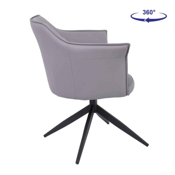 EVELYN Πολυθρόνα Περιστρεφόμενη, Μέταλλο Βαφή Μαύρο, Pu Γκρι 64x63x80cm - Image 9