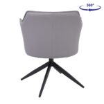 EVELYN Πολυθρόνα Περιστρεφόμενη, Μέταλλο Βαφή Μαύρο, Pu Γκρι 64x63x80cm - Image 10