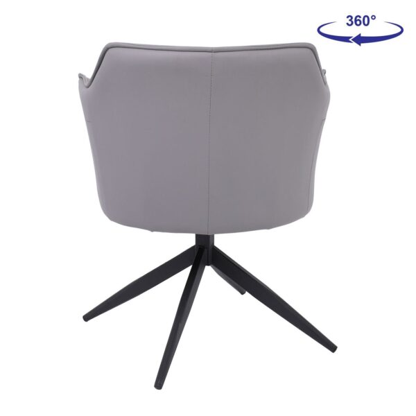 EVELYN Πολυθρόνα Περιστρεφόμενη, Μέταλλο Βαφή Μαύρο, Pu Γκρι 64x63x80cm - Image 10