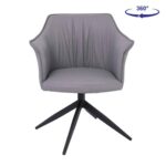 EVELYN Πολυθρόνα Περιστρεφόμενη, Μέταλλο Βαφή Μαύρο, Pu Γκρι 64x63x80cm - Image 11