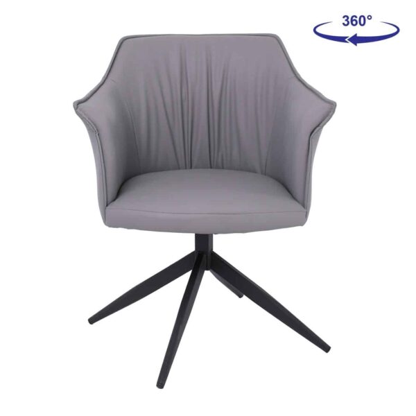 EVELYN Πολυθρόνα Περιστρεφόμενη, Μέταλλο Βαφή Μαύρο, Pu Γκρι 64x63x80cm - Image 11
