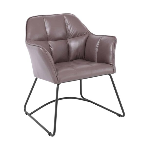 POLLY Πολυθρόνα Μέταλλο Βαφή Μαύρο, Ύφασμα Suede Cappuccino 67x64x82cm - Image 8