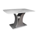 LATIN Τραπέζι Τραπεζαρίας, Επιφάνεια Τεχνητό Μάρμαρο, Βάση Γκρι MDF 140x80x76cm - Image 4