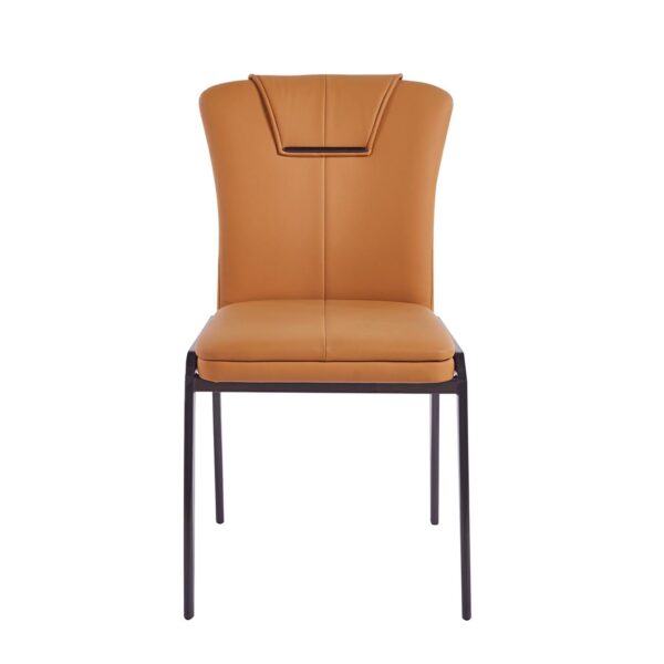 ANDRIA Καρέκλα Τραπεζαρίας- Κουζίνας, Μέταλλο Βαφή Μαύρο, Pu Πορτοκαλί 47x60x86cm - Image 8