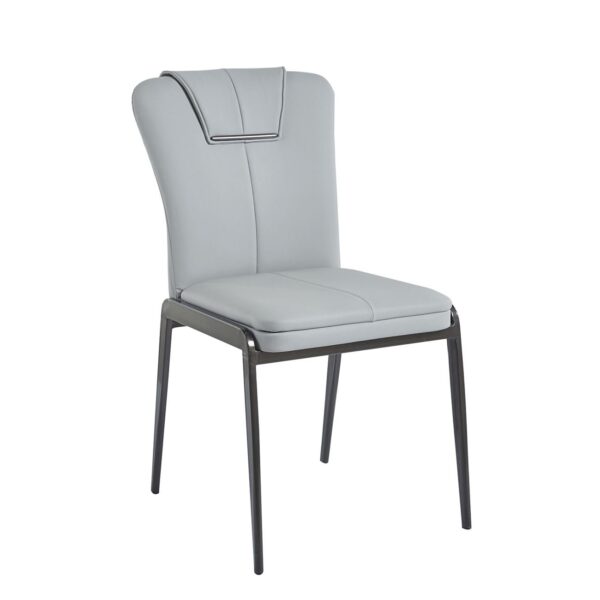 ANDRIA Καρέκλα Τραπεζαρίας- Κουζίνας, Μέταλλο Βαφή Μαύρο, Pu Ανοιχτό Γκρι 47x60x86cm - Image 7