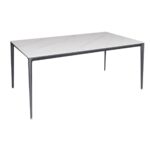 BARRET Τραπέζι Τραπεζαρίας - Κουζίνας, Alu Μαύρο, Επιφάνεια Sintered Stone White Marble 140x80x74cm - Image 4