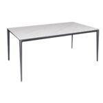 BARRET Τραπέζι Τραπεζαρίας - Κουζίνας, Alu Μαύρο, Επιφάνεια Sintered Stone White Marble 160x90x74cm - Image 4