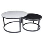 TERRY Set2 Τραπεζάκια Σαλονιού , Μέταλλο Βαφή Μαύρο, Sintered Stone White-Black Marble Φ.80 H.48cm + Φ.60 H.40cm - Image 4