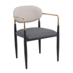 OLIVE Πολυθρόνα Μέταλλο Βαφή Μαύρο-Gold, Pu Ανοιχτό Γκρι-Σκούρο Γκρι 53x53x80cm - Image 8