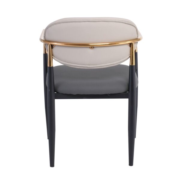 OLIVE Πολυθρόνα Μέταλλο Βαφή Μαύρο-Gold, Pu Ανοιχτό Γκρι-Σκούρο Γκρι 53x53x80cm - Image 10