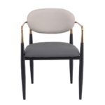 OLIVE Πολυθρόνα Μέταλλο Βαφή Μαύρο-Gold, Pu Ανοιχτό Γκρι-Σκούρο Γκρι 53x53x80cm - Image 11