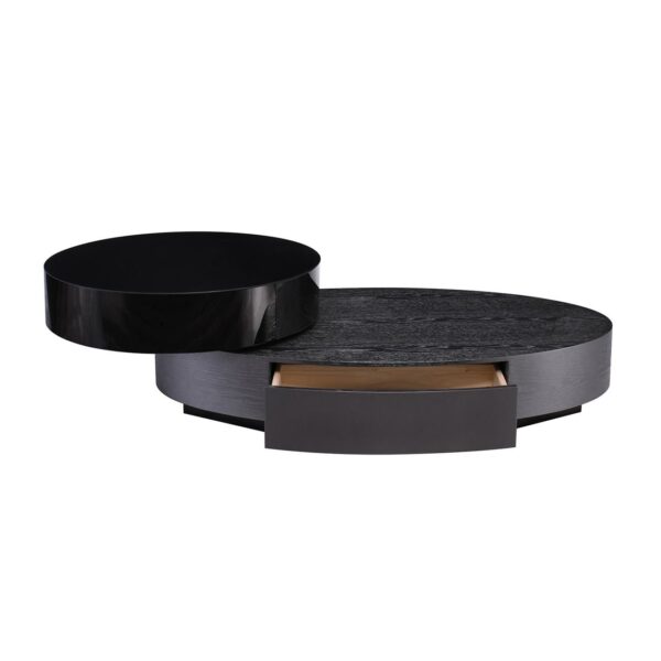 BONI Τραπεζάκι Σαλονιού- Καθιστικού με 2 Συρτάρια, Απόχρωση Μαύρο-Zebrano 124x70x22/39cm - Image 7