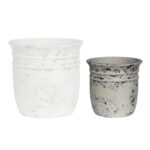 FLOWER POT-15 Φ35x34cm, Cement Απόχρωση Antique White Φ35x34cm - Image 4