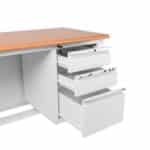 ΓΡΑΦΕΙΟ 3-Συρτάρια, Μέταλλο Βαφή Άσπρο, Επιφάνεια Απόχρωση Maple 120x60x75cm - Image 8