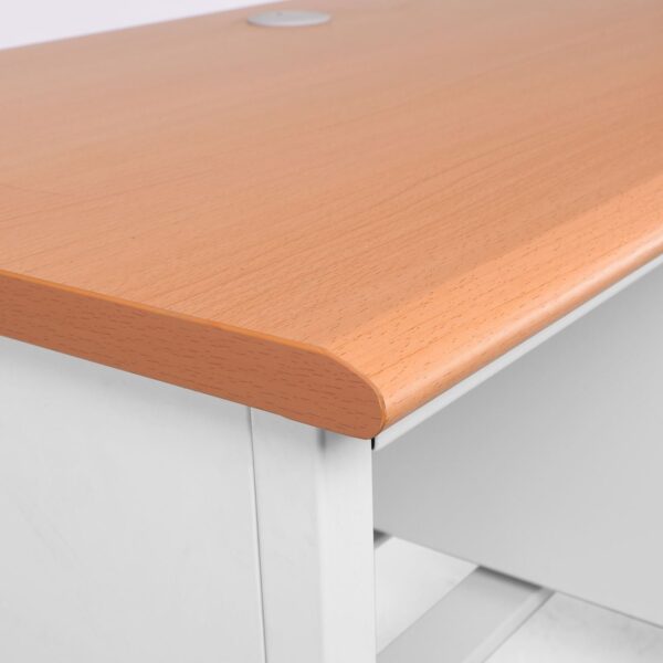 ΓΡΑΦΕΙΟ 3-Συρτάρια, Μέταλλο Βαφή Άσπρο, Επιφάνεια Απόχρωση Maple 120x60x75cm - Image 9