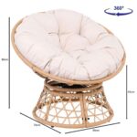 ROLLY Πολυθρόνα Κήπου-Βεράντας Περιστρεφόμενη Μεταλλική, Wicker Φυσικό, Μαξιλάρι Εκρού 90x78x80cm - Image 10