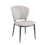 DIMA Καρέκλα Τραπεζαρίας- Κουζίνας, Μέταλλο Βαφή Μαύρο, Pu Γκρι-Μπεζ 53x70x82cm - Image 7