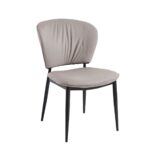 DIMA Καρέκλα Τραπεζαρίας- Κουζίνας, Μέταλλο Βαφή Μαύρο, Pu Γκρι 53x70x82cm - Image 7