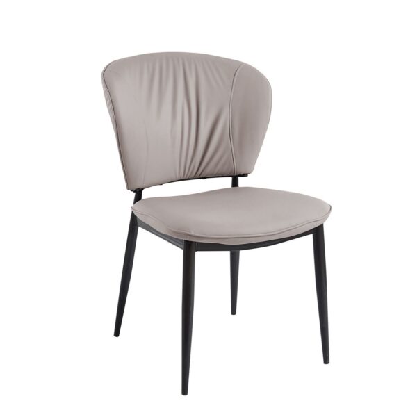 DIMA Καρέκλα Τραπεζαρίας- Κουζίνας, Μέταλλο Βαφή Μαύρο, Pu Γκρι 53x70x82cm - Image 7
