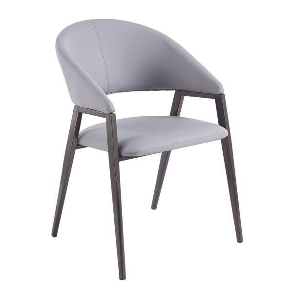 DELI Πολυθρόνα Μέταλλο Βαφή Μαύρο, Pu Γκρι 52x62x83cm - Image 7