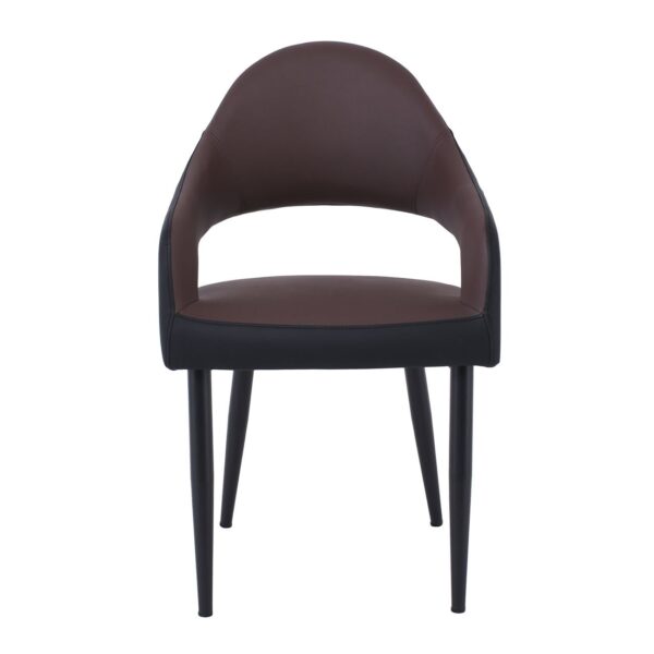 MODUS Πολυθρόνα Μέταλλο Βαφή Μαύρο, Pu Σκούρο Καφέ-Μαύρο 55x58x88cm - Image 11