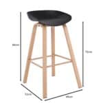 PENT Σκαμπό Bar, Μέταλλο Βαφή Φυσικό, PP Μαύρο 49x52x72/84cm - Image 12