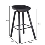 PENT Σκαμπό Bar, Μέταλλο Βαφή Μαύρο, PP Μαύρο 49x52x72/84cm - Image 12