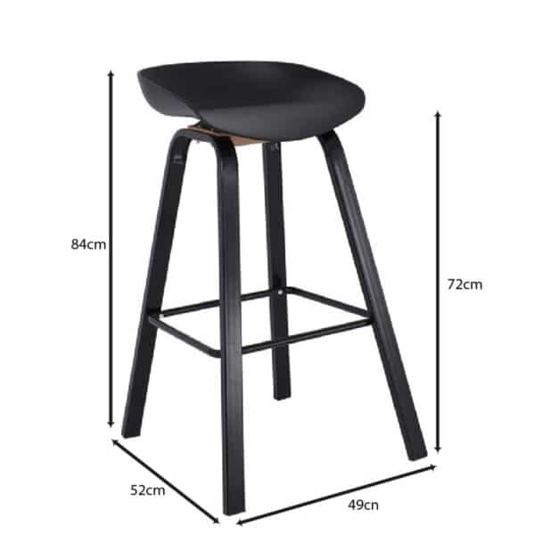 PENT Σκαμπό Bar, Μέταλλο Βαφή Μαύρο, PP Μαύρο 49x52x72/84cm - Image 12