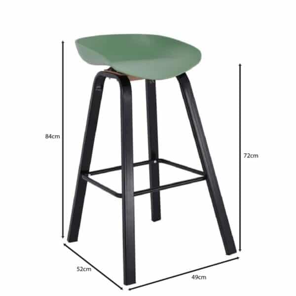 PENT Σκαμπό Bar, Μέταλλο Βαφή Μαύρο, PP Πράσινο 49x52x72/84cm - Image 12