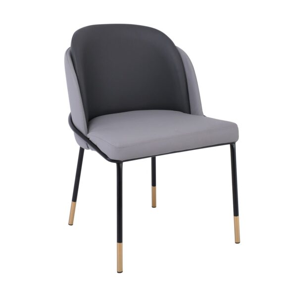 SELECT Καρέκλα Τραπεζαρίας- Κουζίνας, Μέταλλο Βαφή Μαύρο, Pu Ανοιχτό-Σκούρο Γκρι 56x54x78cm - Image 8