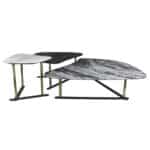 BARRY Set-3 Τραπεζ.Σαλονιού, Μέταλλο Βαφή Χρυσό,Επιφάνειες: Ξύλο Καρυδί+Μάρμαρα Άσπρο-Γκρι 48x61x51/69x88x42/130x103x33cm - Image 4