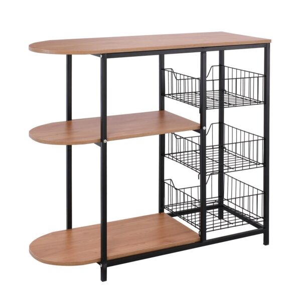 KITCHEN Τροφοθήκη, Μέταλλο Βαφή Μαύρο, Απόχρωση Natural Oak 80x33x75cm - Image 5