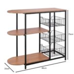 KITCHEN Τροφοθήκη, Μέταλλο Βαφή Μαύρο, Απόχρωση Natural Oak 80x33x75cm - Image 6