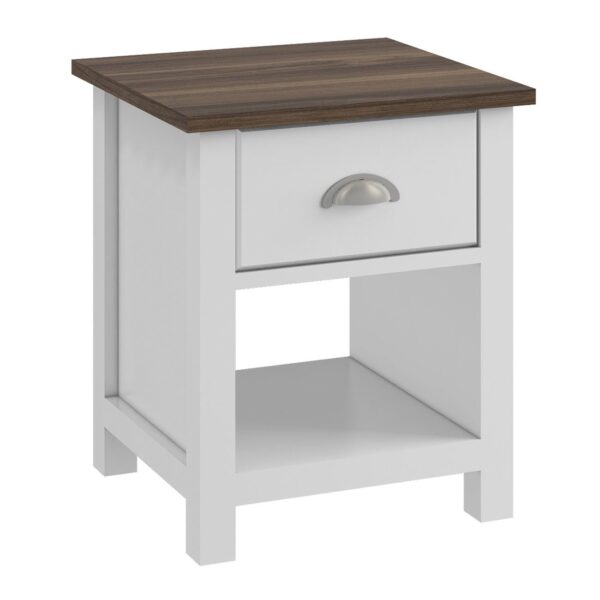 LUXOR Κομοδίνο Απόχρωση Καρυδί - Άσπρο 45x40x50cm - Image 4