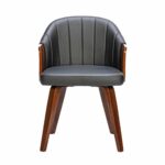 ENZO Πολυθρόνα Τραπεζαρίας Καρυδί, Pu Μαύρο 55x58x78cm - Image 9