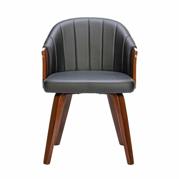 ENZO Πολυθρόνα Τραπεζαρίας Καρυδί, Pu Μαύρο 55x58x78cm - Image 9