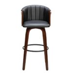 ENZO Σκαμπό Bar Καρυδί, Pu Μαύρο 50x50x78/103cm - Image 9