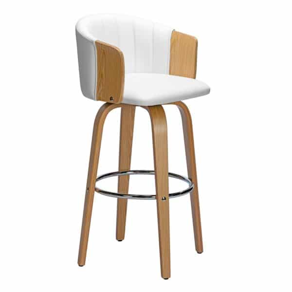 ENZO Σκαμπό Bar Φυσικό, Pu Άσπρο 50x50x78/103cm - Image 7