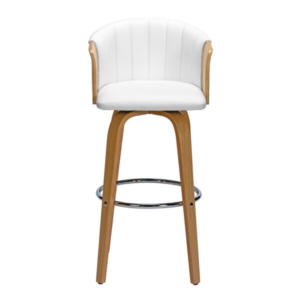 ENZO Σκαμπό Bar Φυσικό, Pu Άσπρο 50x50x78/103cm - Image 9